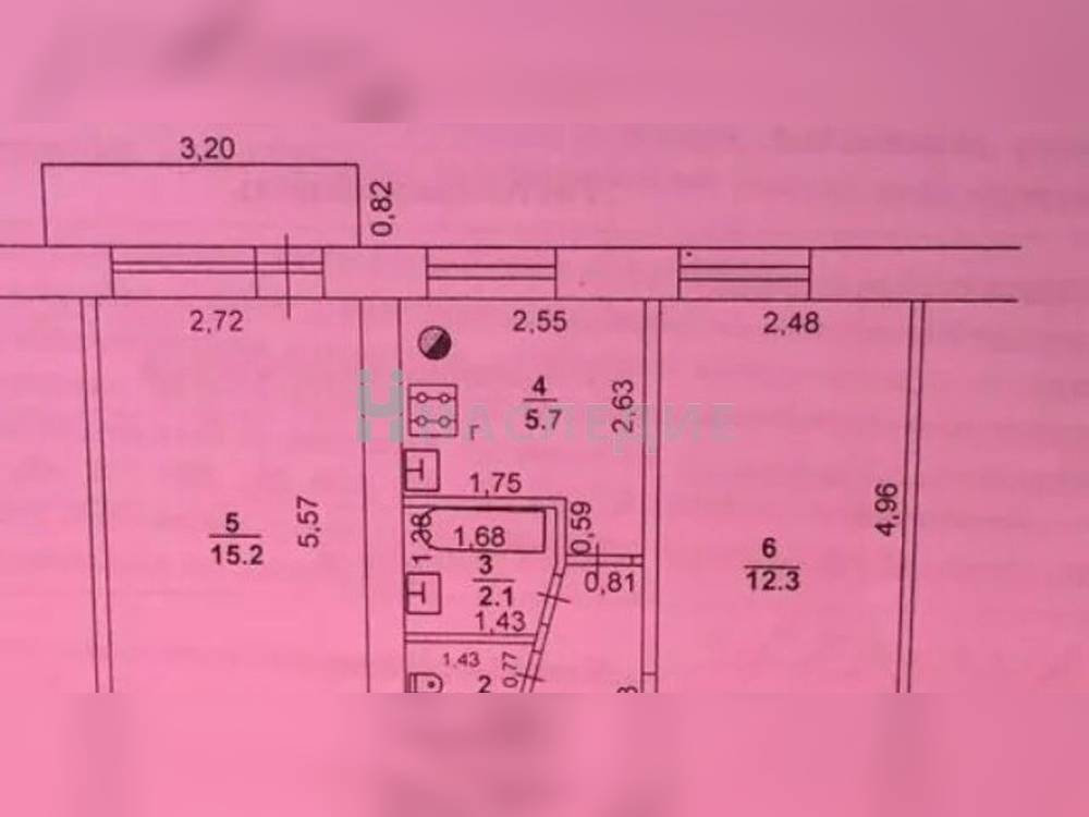 2-комнатная квартира, 43 м2 5/6 этаж, Центр, ул. Гагарина - фото 3